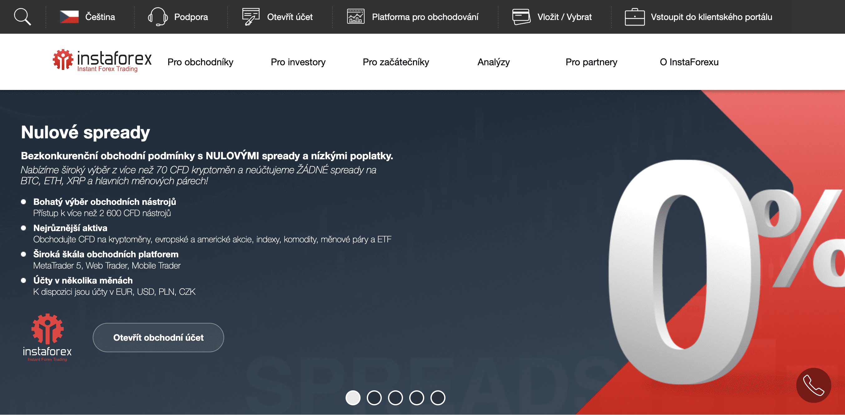 Instaforex homepage